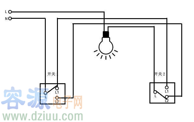 雙控開關接線圖
