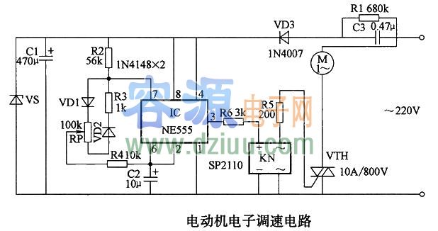 應(yīng)用NE555做電動(dòng)機(jī)電子調(diào)速電路